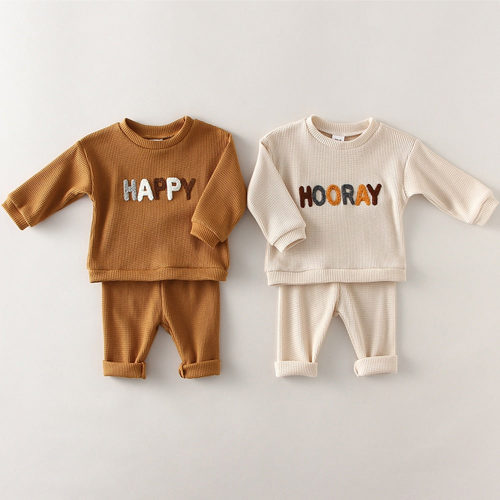 Baby Lounge Set Baby Girl Baby Boy Waffle Tracksuit Baby Outfit – Honey  Babywear