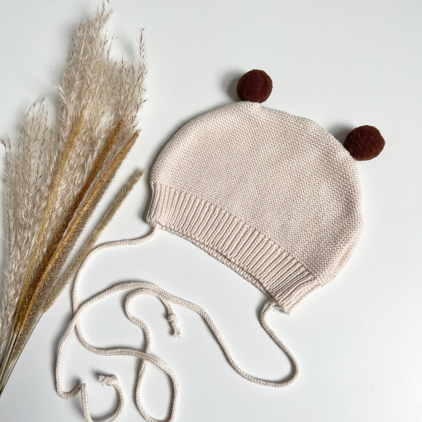 Knitted Pom Pom Bear Baby Hat