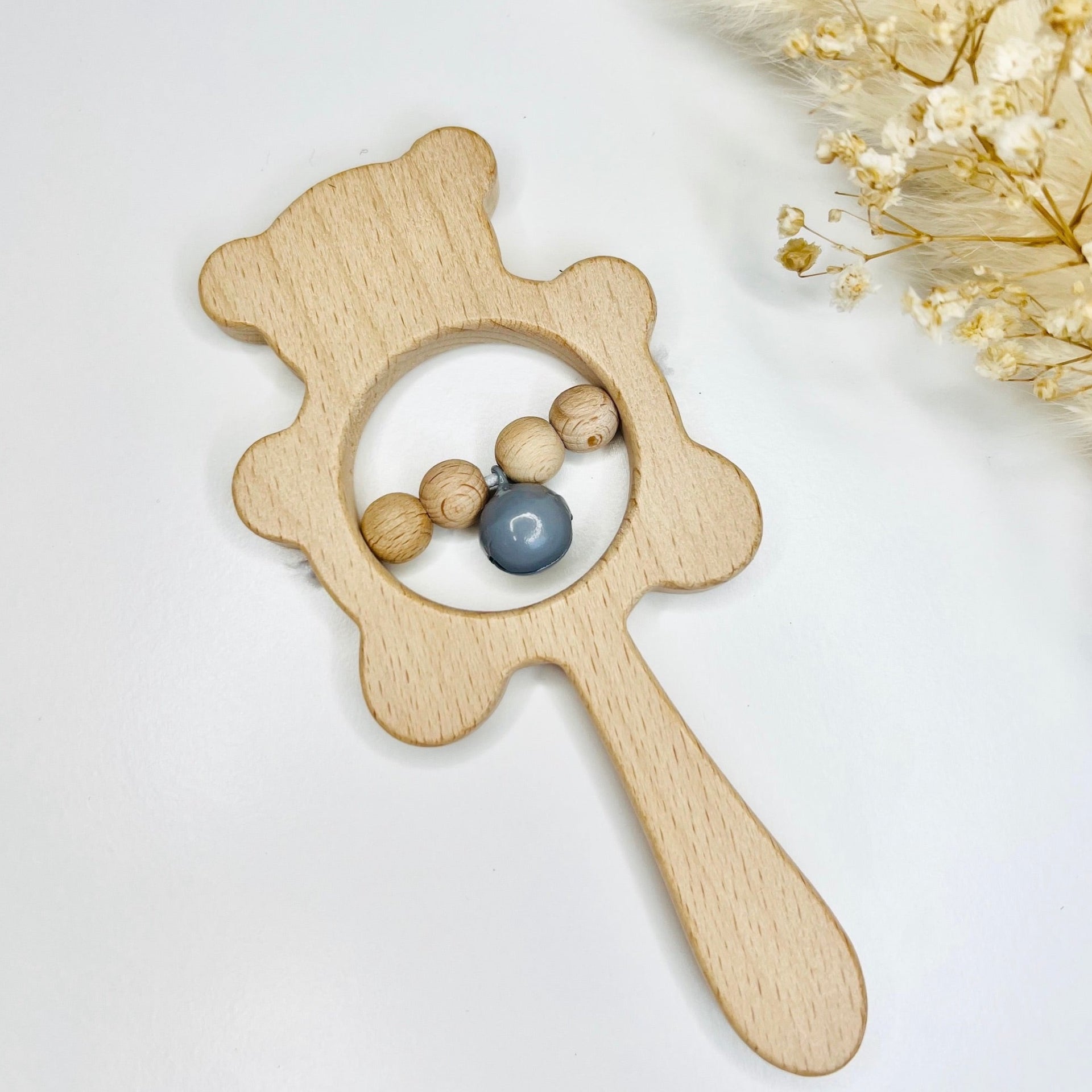 Personalised Wooden Baby Rattle Bell Toy